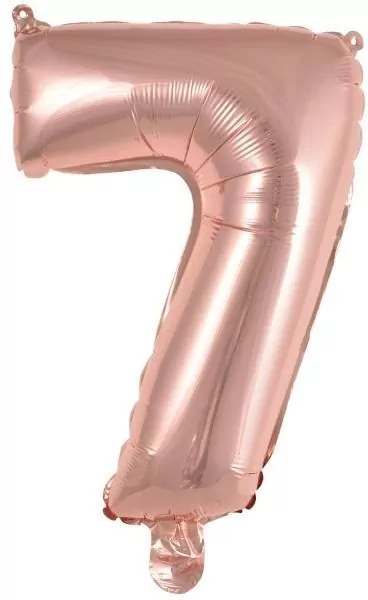 Balon foliowy mini cyfra 7 różowe złoto 30x40cm - tantis.pl