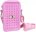 Torebka crossbody silikon różowa + przypinka - tantis.pl