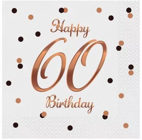 Serwetki B&C Happy 60 Birthday białe 33 x 33cm - tantis.pl