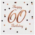 Serwetki B&C Happy 60 Birthday białe 33 x 33cm - tantis.pl