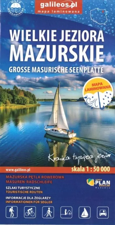 Mapa turystyczna Wielkie Jeziora Mazurskie lam. - tantis.pl