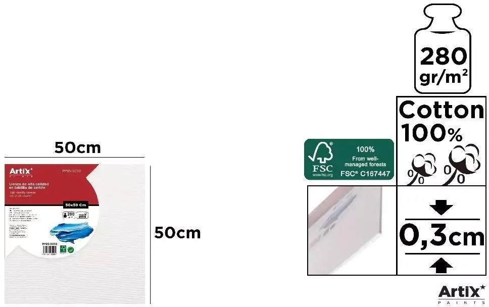 Tablica malarska 50x50x0,3cm 280G/m2 - tantis.pl