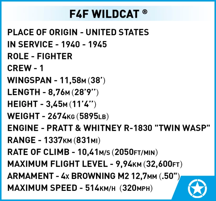 Samolot Myśliwski WWII F4F WILDCAT-NORTHROP GRUMMAN - tantis.pl