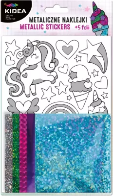 Derform. Metaliczne naklejki. Zestaw kreatywny. Unicorn