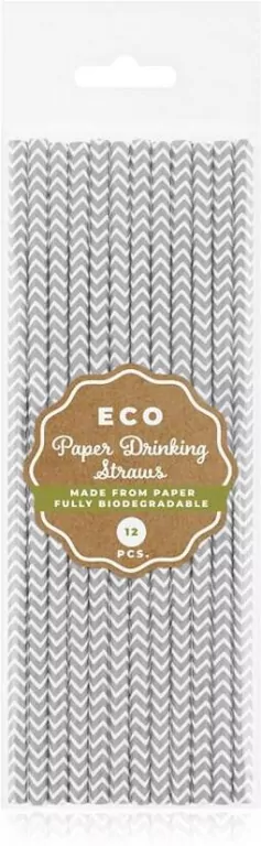 Rurki papierowe srebrne szlaczki 6x197mm 12szt - tantis.pl