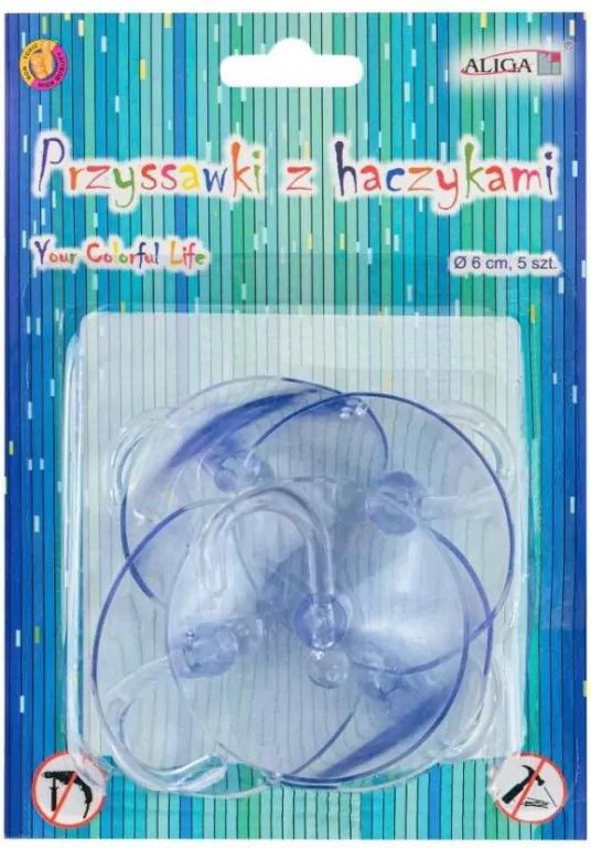 Przyssawki z obrotowymi haczykami 6cm 5szt - tantis.pl