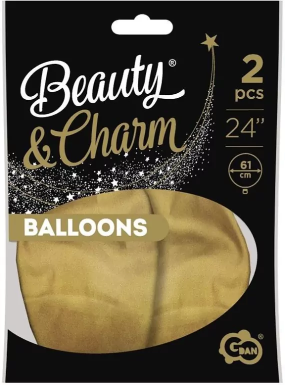 Balony Beauty&Charm platynowe j.złote 61cm 2szt - tantis.pl
