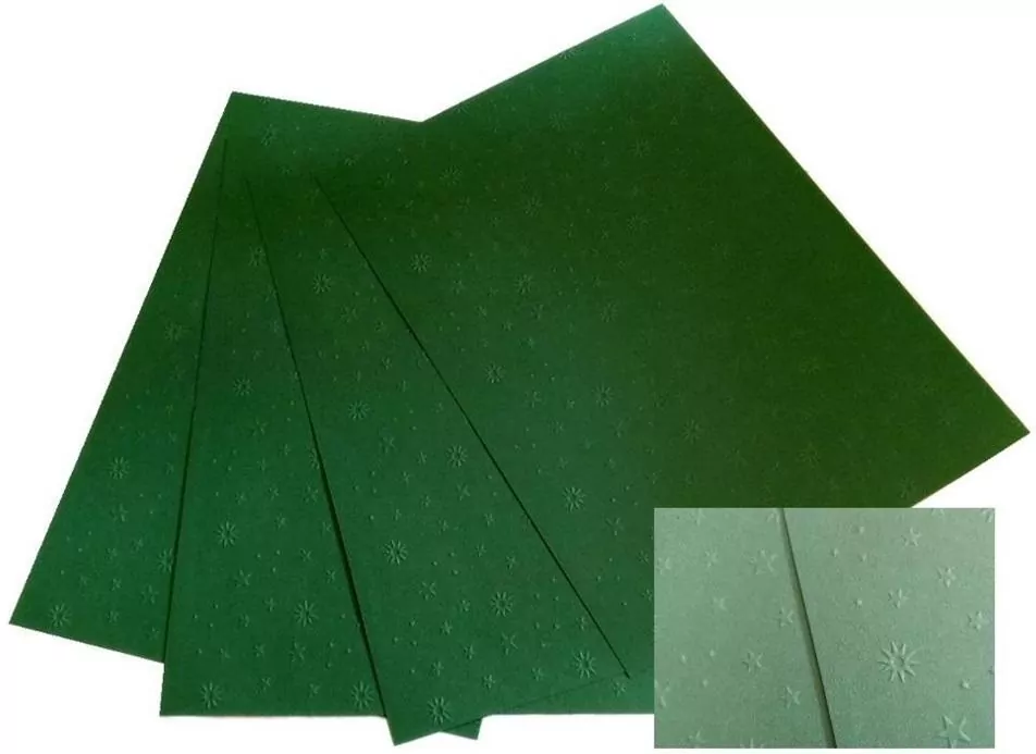 Karton 220g wytłaczany Gwiazdy 25x35cm 5ark zielon - tantis.pl