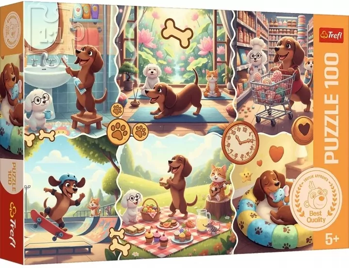 Puzzle 100 Długi dzień jamnika TREFL - tantis.pl