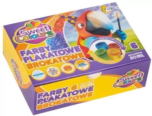 Farby plakatowe brokatowe. 6 kolorów 20ml - tantis.pl