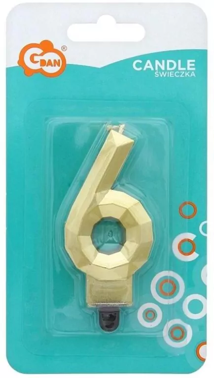 Świeczka Cyfra 6 Diament 7,6cm - tantis.pl