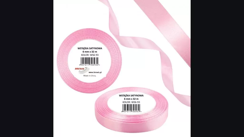 Wstążka satynowa 6mm/32m baby pink - tantis.pl