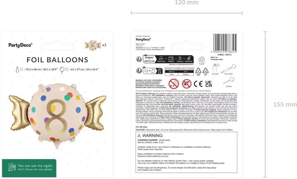 Balon foliowy Cukierek 8 61x37cm - tantis.pl