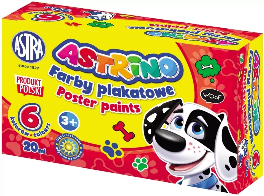 Farby plakatowe 6 kolorów Astrino 20ml ASTRA - tantis.pl