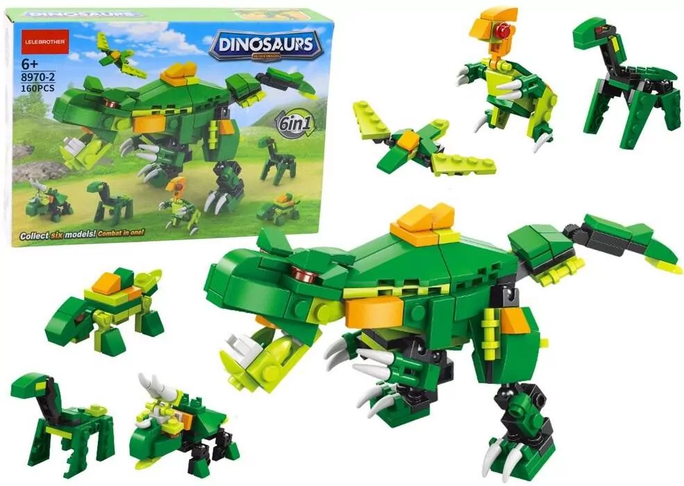 Klocki konstrukcyjne dinozaury 6w1 160el - tantis.pl