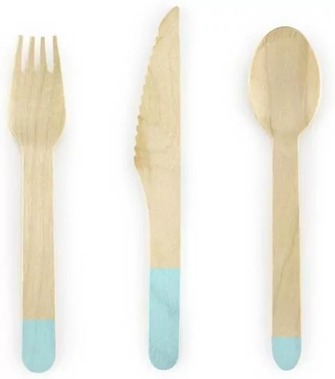 Sztućce drewniane miętowe 16cm 18szt - tantis.pl