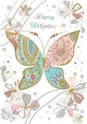Karnet B6 + koperta. Urodziny Motyl