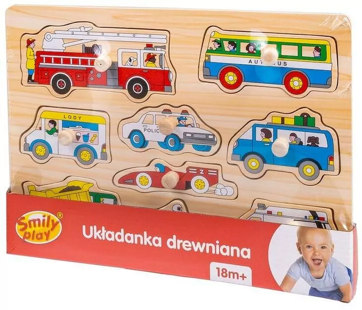 Układanka drewniana. Pojazdy - tantis.pl