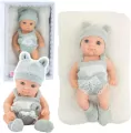 Lalka bobas z kocykiem biało-szare ubranko 18cm - tantis.pl