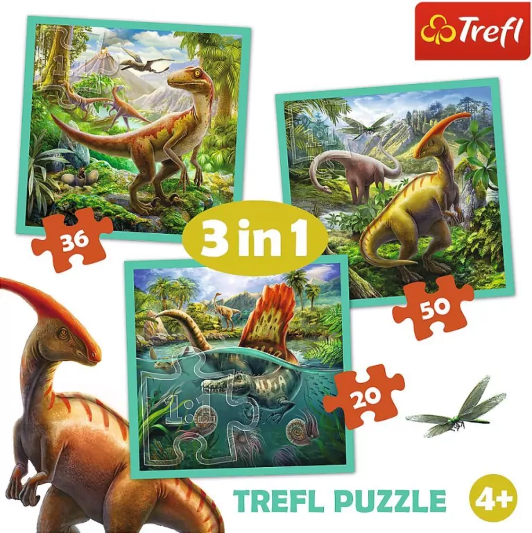 Trefl. Puzzle 3w1. Niezwykły świat dinozaurów - tantis.pl
