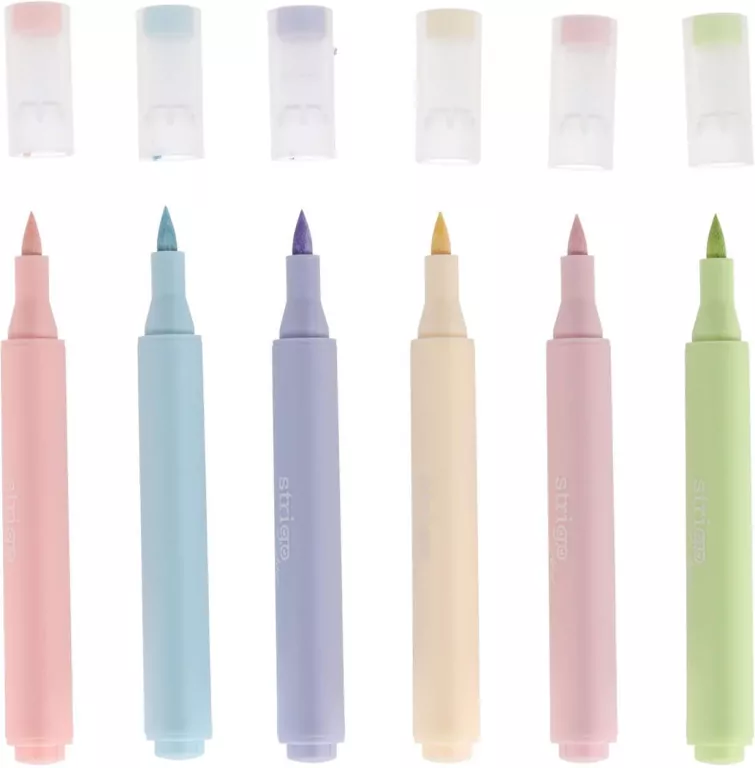 Marker akrylowy z końcówką Brush 6kol STRIGO - tantis.pl