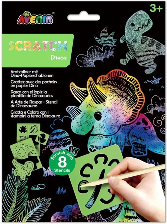 Wydrapywanki z szablonami - Dinozaury - tantis.pl