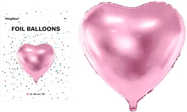 Balon foliowy Serce 45cm jasny róż - tantis.pl