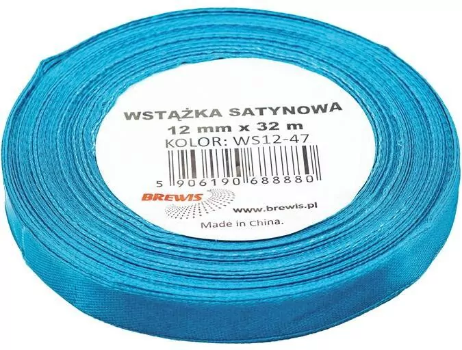 Wstążka satynowa 12mmx32m. Turkus - tantis.pl
