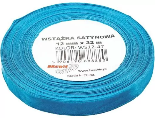 Wstążka satynowa 12mmx32m. Turkus