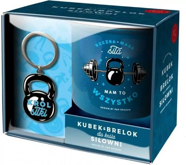 Zestaw kubek z brelokiem Hobby. Król siłowni - tantis.pl