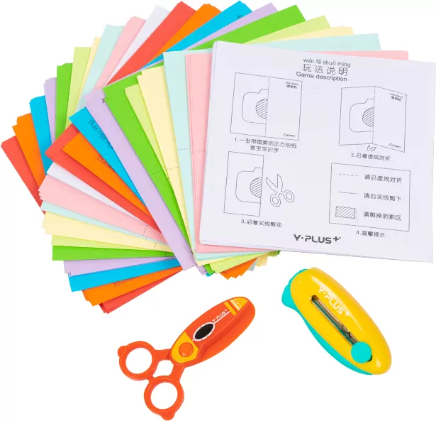 Zestaw kolorowych karteczek z nożyczkami Y-Plus - tantis.pl