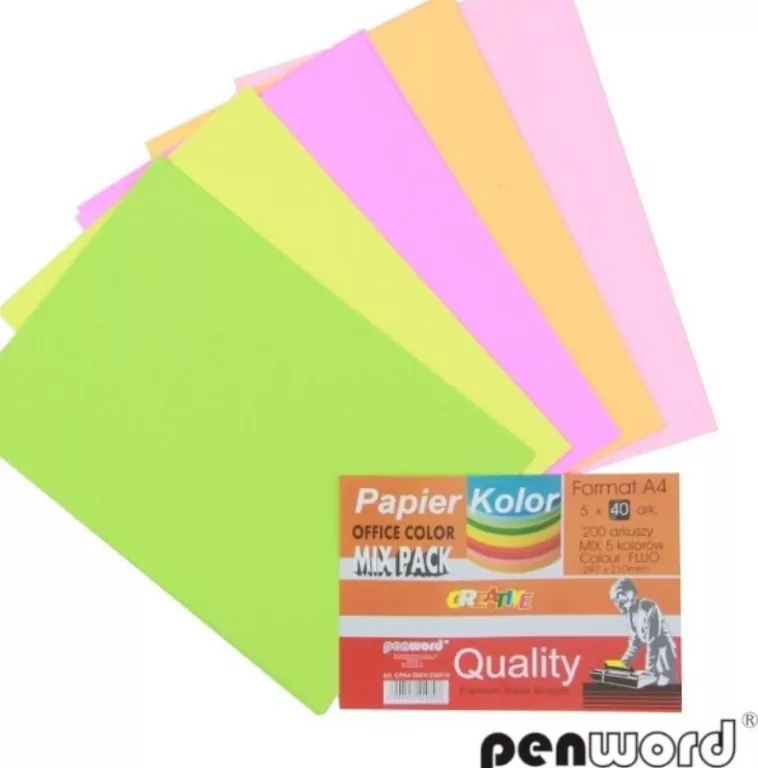 Papier kolorowy A4 5x40 arkuszy - tantis.pl