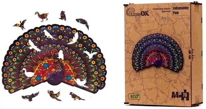 Puzzle drewniane eko 78. Luksusowy paw - tantis.pl