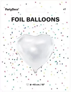 Balon foliowy Serce 61cm biały - tantis.pl