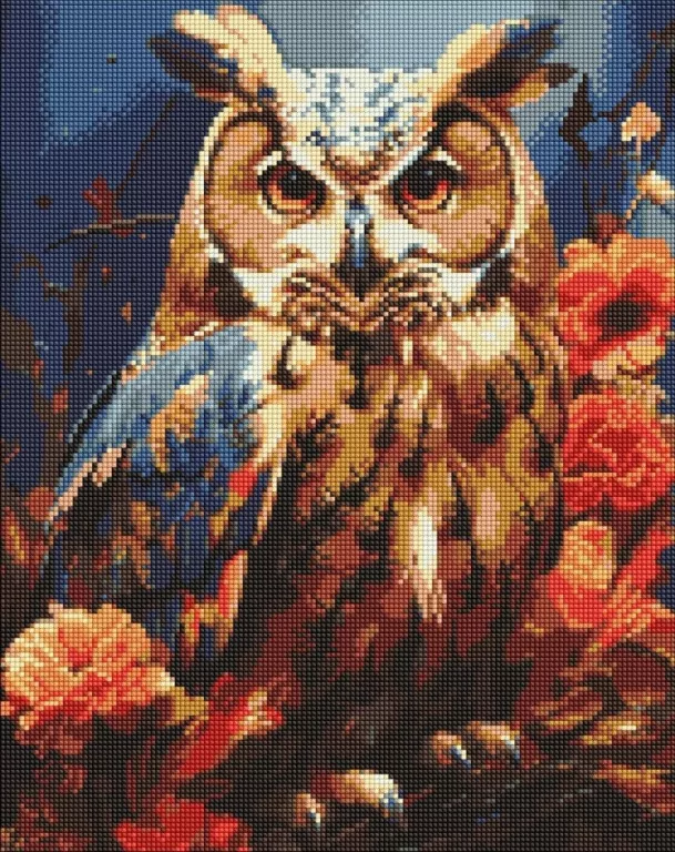 Diamentowa mozaika - Leśna sowa 40x50cm - tantis.pl