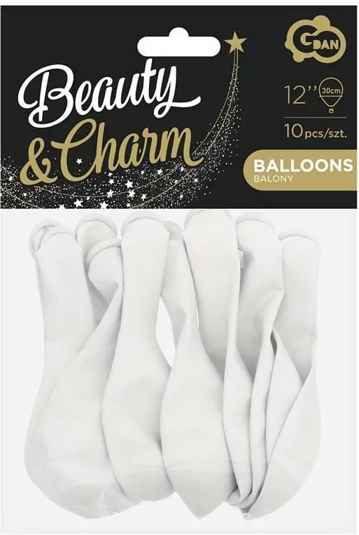 Balony pastelowe Beauty&Charm białe 30cm - tantis.pl
