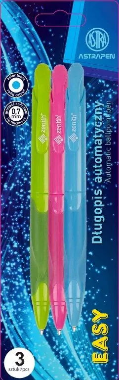 Długopis automatyczny trójkątny Colorful Pen Astra 0.6 mm blister 3 sztuki - tantis.pl