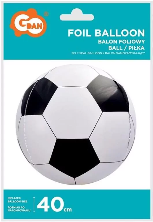 Balon foliowy Piłka biało-czarna 40.5cm - tantis.pl