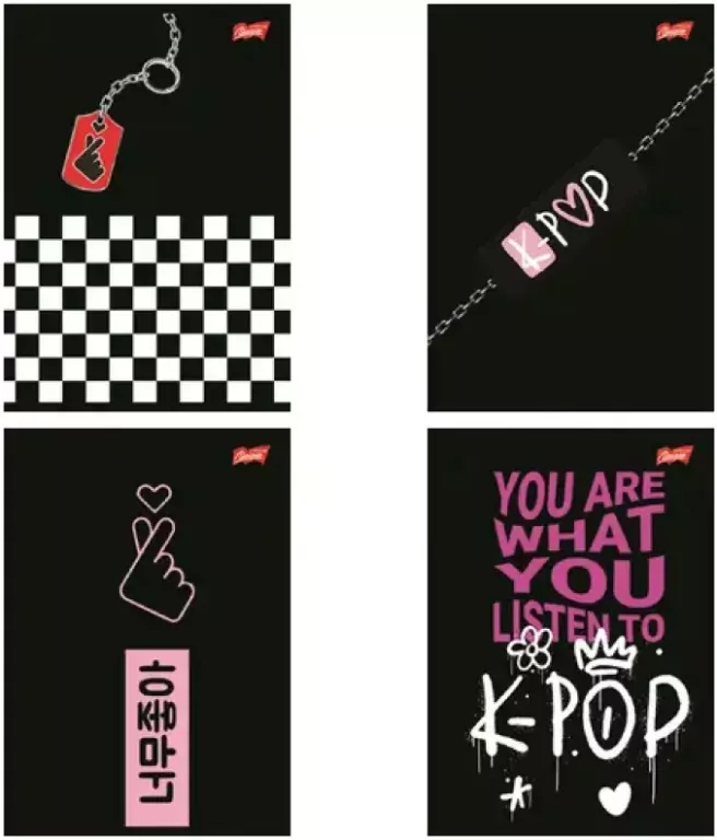 Paczka Zeszyt A4 60k.krata okładka laminowana K-Pop Vibes mix 10 sztuk - tantis.pl
