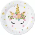 Talerzyki papierowe Jednorożec 18cm 6szt - tantis.pl