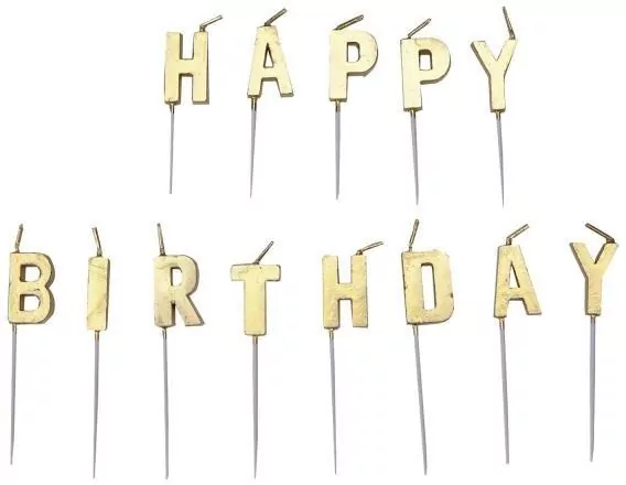 Zestaw świeczek happy birthday złote - tantis.pl