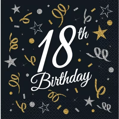 Serwetki 18th Birthday 33x33cm