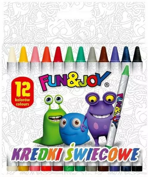 Kredki świecowe 12 kol. Fun & Joy FJ-2112D - tantis.pl