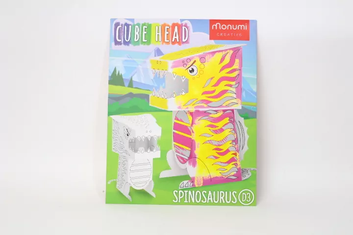 Cube head. Dino. Spinozaur. Złóż i pokoloruj - tantis.pl