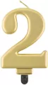 Świeczka cyferka 2 Beauty&Charm metalik złota 8cm - tantis.pl