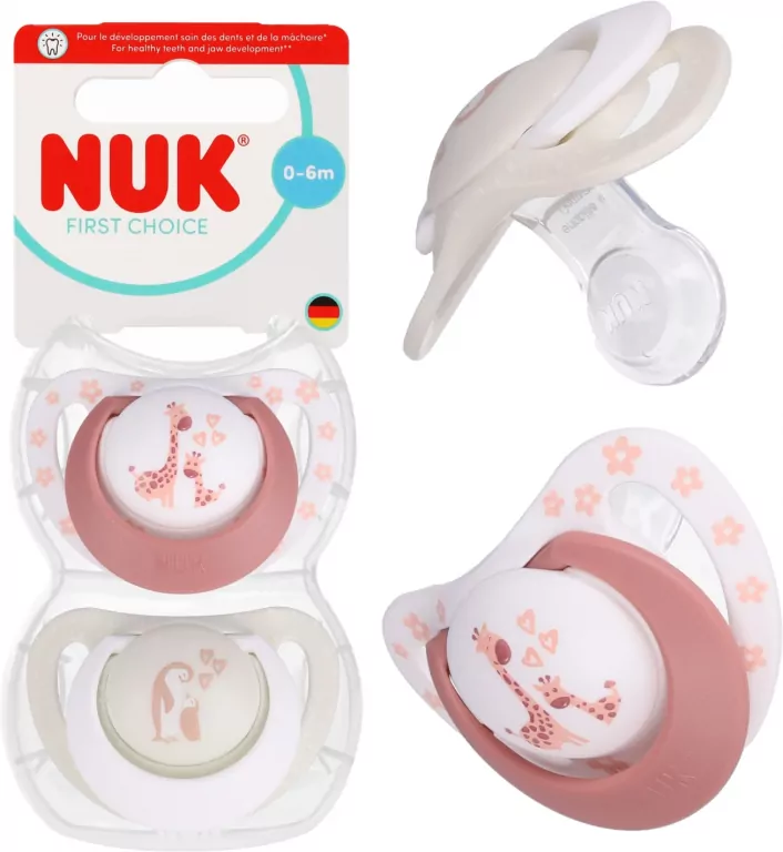 NUK. First Choice. Smoczki. 0-6 miesięcy. Pingwin. Żyrafa. 2 sztuki - tantis.pl