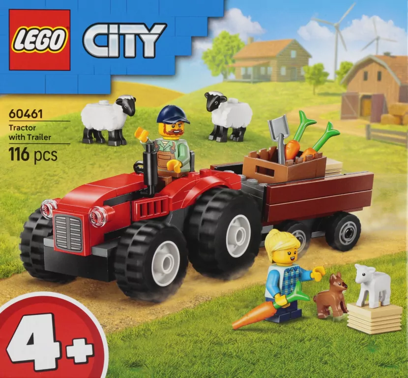LEGO® Czerwony traktor z przyczepą i owcą 60461 - tantis.pl