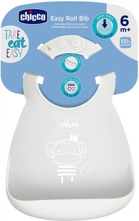 Śliniaczek z kieszonką elastyczny szary - tantis.pl