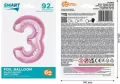 Balon foliowy cyfra 3 jasnoróżowa Smart 92cm - tantis.pl