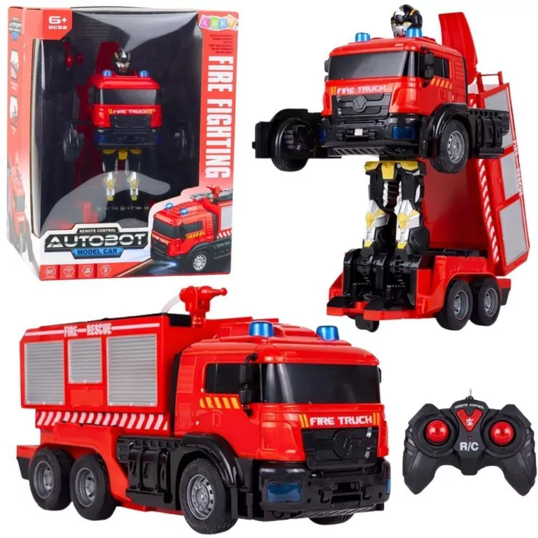 Robot samochód Straż Pożarna 2w1 R/C swiatło woda - tantis.pl